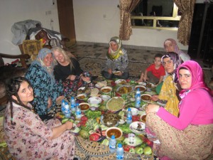 Sr. Martha Ann Kirk enjoys a feast in northern Iraq during her research study on peace building efforts by Muslims inspired by Fethullah Gülen.