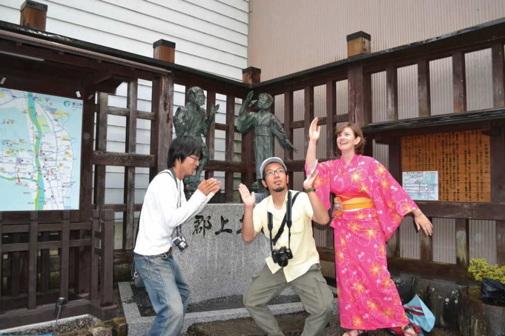 Young and friends at a summer festival in Gujo Hachiman, Japan. The three week-long festival is meant to bring the community together regardless of social status and celebrate the warm weather.