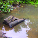 Pictured is the village’s previous water source. The 2500 residents formerly depended on a muddy stream in a valley over a mile away for their water needs. 