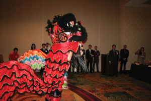 UIW’s Institute of World Cultures Lion Dance Team perform at the Shantex ceremony.