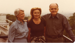 LeCoeur (center) visits with former UIW president Sterling Wheeler and his wife Dot in the late 1970s.