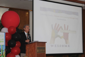 Dr. Joe Frost speaks to the UIW community at the Lifelong Health, Fitness, and Learning Through Play Conference.