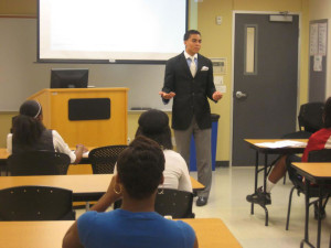 Dr. Clarence Marcus Lee ’04 BS leading a workshop at a youth camp in Austin, Texas. He spoke on the “price of success.”