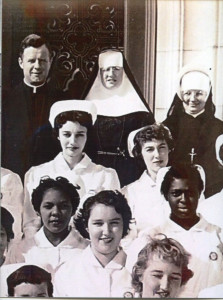 Spana (top, right) as a nursing student in 1957. 