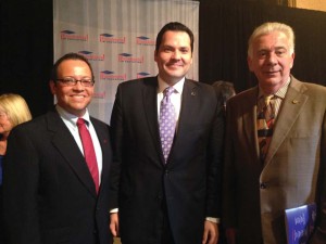 (Pictured L-R) GSC Director Dr. David Ortiz, Texas State Rep. and UIW alumnus Justin Rodriguez, and UIW President Dr. Louis Agnese share a photo during Celebraciòn de Excelencia. 