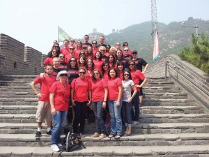 Nursing and pharmacy students and faculty members pose at the Great Wall of China in Summer 2012.