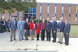 (Pictured L-R) Gary Henry, UIW board of trustees member; Manuel Villa, Brooks City Base board vice chair; Dr. Robyn Madson, UIW School of Osteopathic Medicine founding dean; Rebecca Viagran, San Antonio councilwoman - District 3; Ivy Taylor; San Antonio mayor; Sr. Teresa  Stanley, CCVI; Dr. Louis Agnese, UIW president; Lloyd Doggett, congressman (TX–35); Tommy Adkisson, Bexar County commissioner, Precinct 4; and Leo Gomez, Brooks City Base president and CEO.