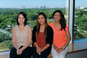 UIW students (L-R) Sarah Stockman and Felicia Banegas share a photo with Reyna in the Rosenberg Sky Room. Stockman and Banegas helped plan the Student Media Gala as part of UIW’s new event planning course. 