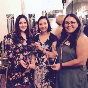 The design team who won first in Commercial Health Care design and in Historic Preservation design: (L-R) Ashley Hinojosa, and alumnae Karbach-Morales and Lopez. 