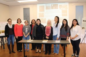 Metz-Yeverino (second from left) and fellow students pose with Kirk (center) before presenting “Sisters’ Stories: A Living Legacy” at the Heritage Center. 