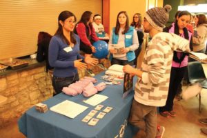 Estrada speaks to students about the “Be the Match” program during a bone marrow drive at Parrie Haynes Ranch.