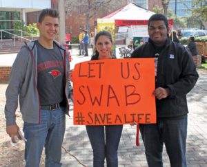 Pre-pharmacy students during a bone marrow drive this spring. 