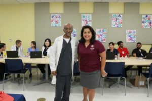 Dr. Anil Mangla and Rep. Rebecca Viagran, District 3, at a summer vaccine drive hosted at the School of Osteopathic Medicine. 