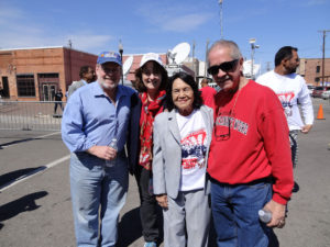 Barnes, his wife, Karin, and Sosa stand with Dolores Huerta, co-founder of United Farmworkers.