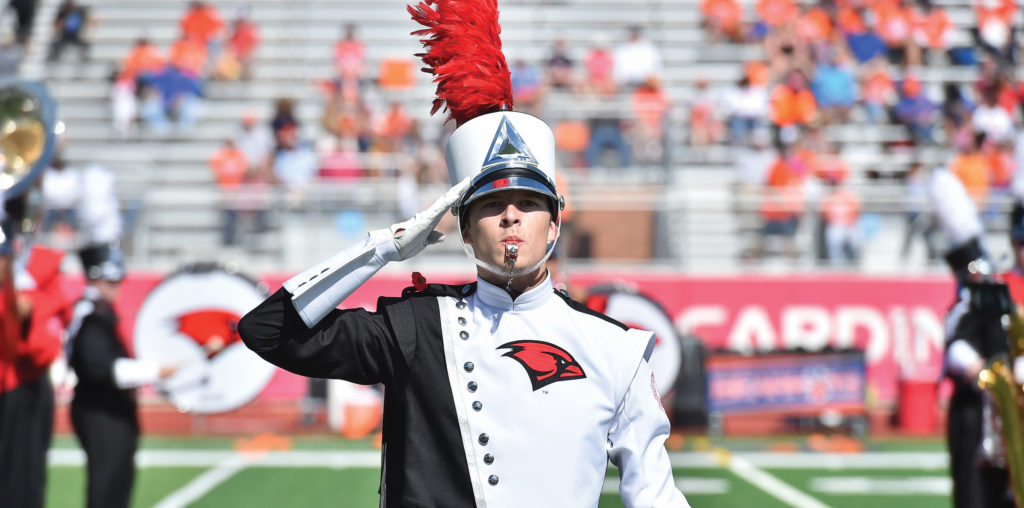 The Marching Cardinals perform during the big game. 